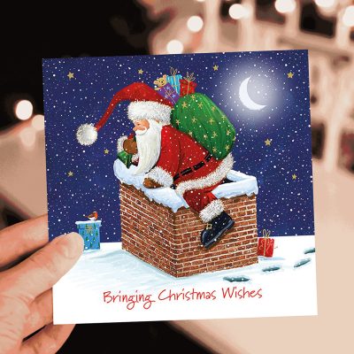Climbing Down the Chimney Christmas Card - 10 Pack