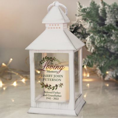 Personalised In Loving Memory White Lantern