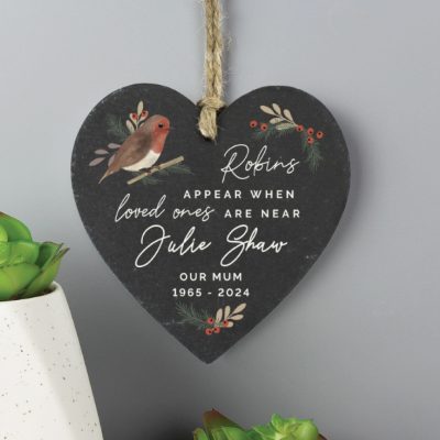 Personalised 'Robins Appear' Slate