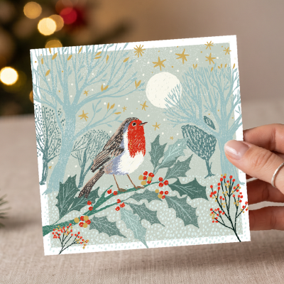 Holly Branch Christmas Cards - 10 Pack