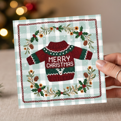 Knitted Noel Christmas Cards - 10 Pack